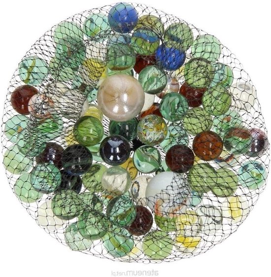 Glazen Knikkers - Speelgoed Knikkers - Urenlang Speelplezier - 88 Stuks Netje - 16 mm - Meerkleurig van Merkloos