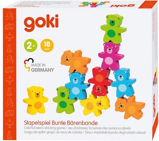 Goki Houten Kleuren Beren Stapelspel, 9dlg. van Goki