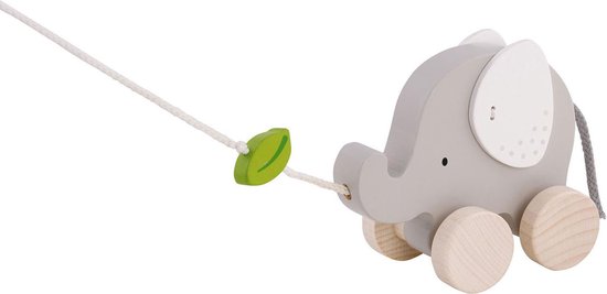 Goki Houten Trekdier Olifant met Blad van Goki