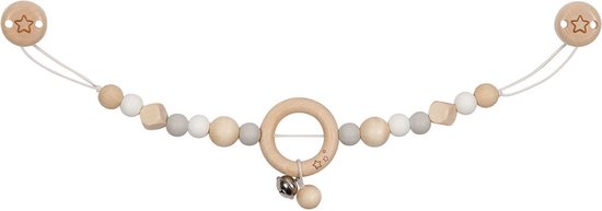 Goki Houten Wandelwagenketting Ster Grijs met Clips van Goki