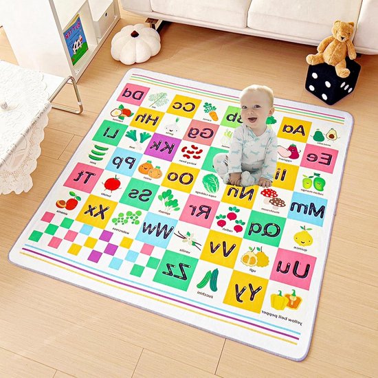 Groot 130 * 130cm 4-Laags Structuur Opvouwbare Baby Floor Play Mat voor Kruipen Waterdicht Antislip Baby Kruipmatten Zachte Speelmat voor Baby's Kruipen-groente van DOLU
