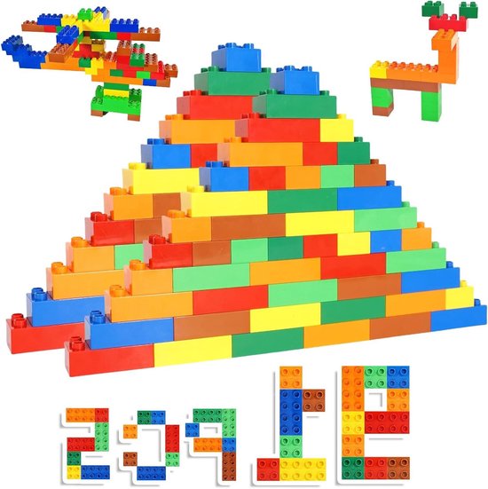 Grote Bouwstenenset - Educatief Speelgoed - Creatief Spelen - Compatibel Met Merken - 91 Delen - 7 Kleuren van Merkloos