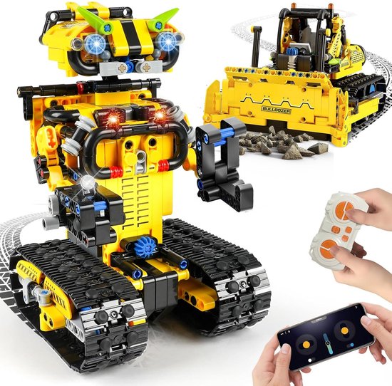 HiWEEGO 2-in-1 RC Robot Bouwpakket - 730 Delen - Met App Bediening - Transformatie Robot en Bulldozer - STEM Speelgoed voor Kinderen 8+ Jaar van Merkloos