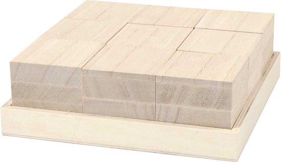 Houten Blokken - Keizerin Boom - Vierkante Houten Blokken - 4x4x4 cm - DIY Knutselmateriaal - 9 Stuks van Merkloos
