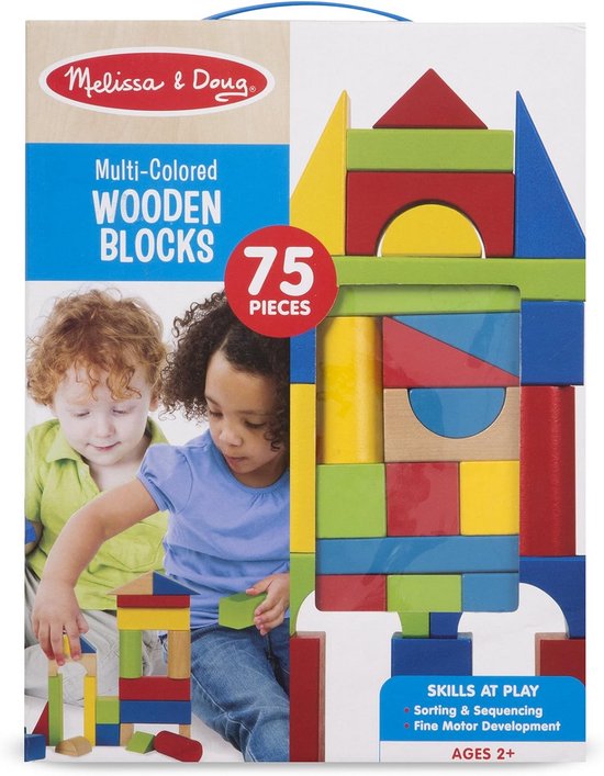 Houten Bouwstenen 75 Stuks - Kleurrijke Bouwblokken voor Kinderen van Merkloos