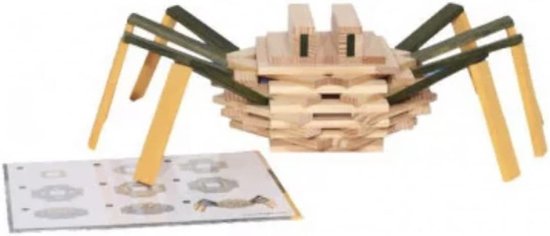 Houten Bouwstenen - Constructie Speelgoed - Creatief Bouwen - 75 Natuurlijke Delen - Eén Maat - Groen Geel Natuurlijk van Merkloos