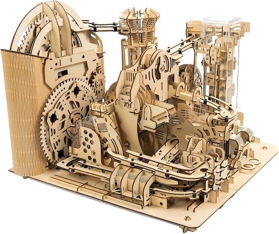 Houten Knikkerbaan - 3D Puzzel Model - Mechanisch Bouwen - Milieuvriendelijk Hout - 10x10x10 cm van Merkloos