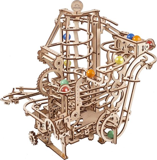 Houten Knikkerbaan - 3D Puzzel Modelbouw - Mechanisch Bouwen - Spiraalvormige Takel van Merkloos