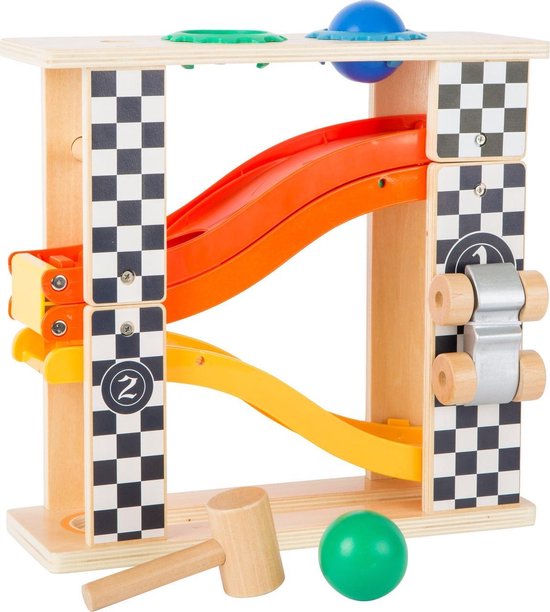 Houten knikkerbaan - Hamerspel + knikkerbaan "Rallye" - Houten speelgoed jongens 2 jaar van Small Foot