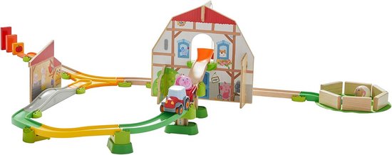 Houten Knikkerbaan met Boerderij Geluiden en Tractor Speelset voor Kinderen vanaf 2 Jaar van Merkloos