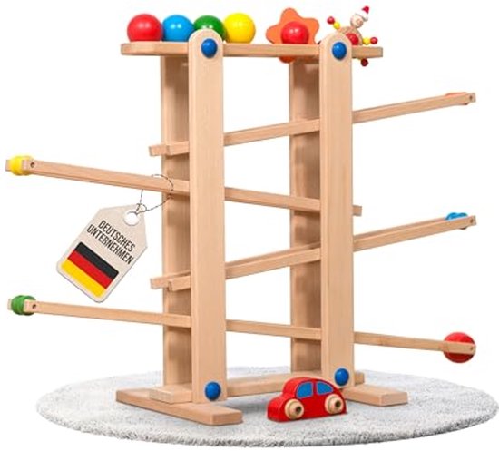 Houten Knikkerbaan met Mobiele Onderdelen voor Kinderen vanaf 1 Jaar van Merkloos