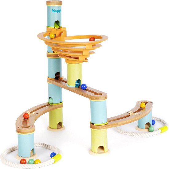 Houten Marble Run Bouwspeelgoed voor Kinderen vanaf 3 Jaar - Eco-vriendelijke Bamboe Knikkerbaan van Merkloos