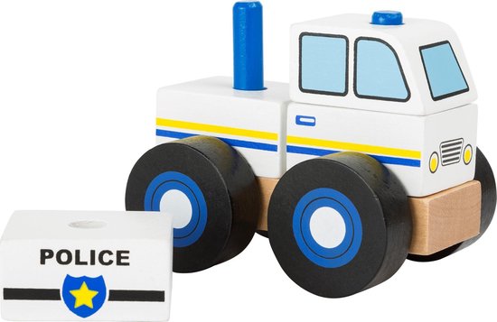 Houten politie auto - Small Foot Politie-auto Bouwvoertuig van Small Foot