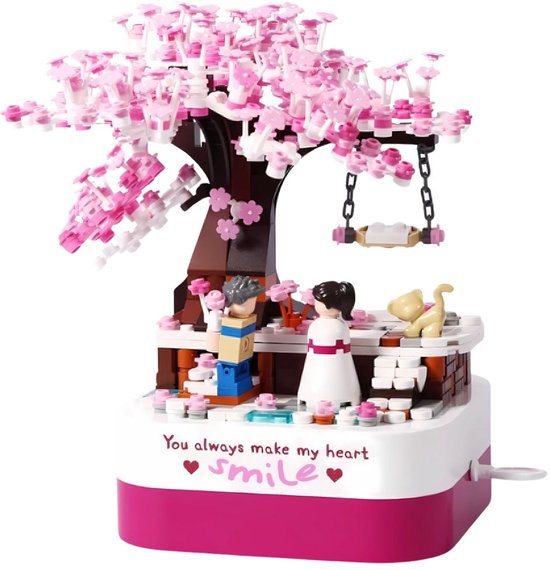 Jaki Bonsai Romantische Japanse bloemen tuin | Botanical Sakura Kersenbloesem | Classic bloemenpracht modelbouw | Muziekdoos niet compatibel met lego | Icons Creator speelgoed mega bouwpakket voor kinderen & volwassenen | 449 bloks | Valentijn cadeau van Merkloos