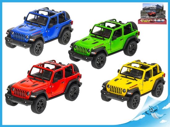 Jeep Wrangler auto miniatuur 12cm die cast pull back, verkrijgbaar in vier kleuren verkoop per stuk Kinsmart 1:36 van Jeep