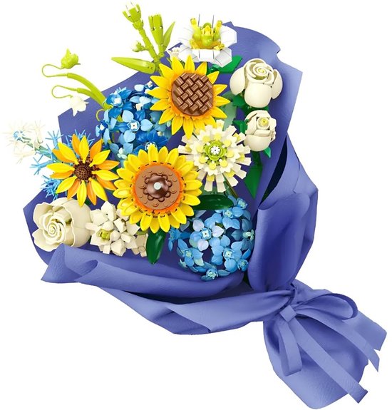JieStar JJ9196 Zonnige bloemen boeket bouwset | Botanical Flowers Collection modelbouw | Classic Creator STEM speelgoed bouwpakket voor volwassenen en kinderen | Educatief kunstbloemen decoratie geschikt voor Lego | bouwdoos met 1124 bouwstenen van Merkloos