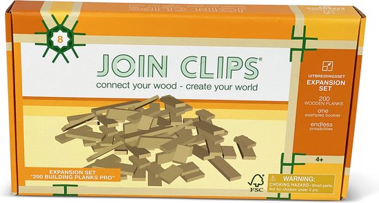 JOIN CLIPS Uitbreidingsset 200 Houten Bouwplankjes Pro van JOIN CLIPS