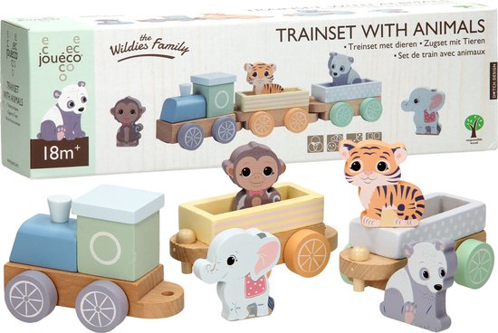 Joueco Houten Trein Wilde Dieren van Joueco