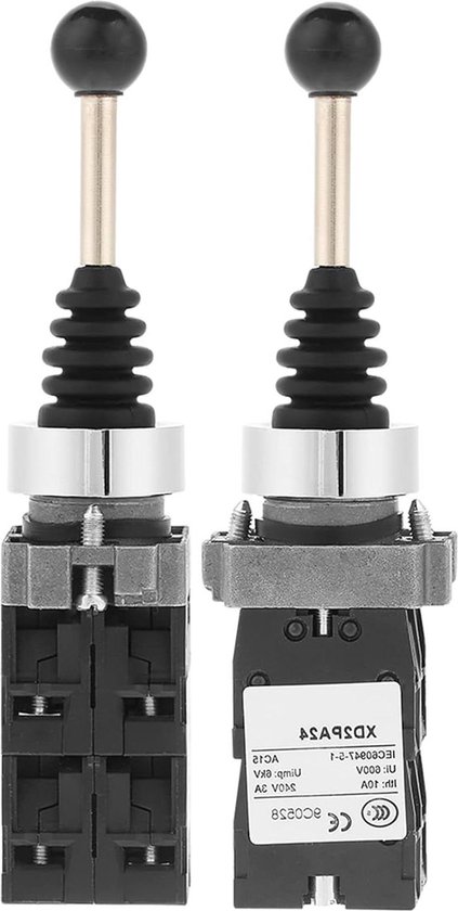 Joystick-schakelaar 4 posities 1 delige 600 V veerterugstelschakelaar 4 standen zwart. van Joy