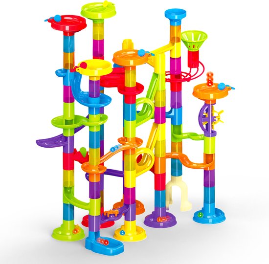 JUST23 Knikkerbaan GJH335 - Marble Run - 123 Onderdelen - Magische disco knikkers 4ST - Speelgoed van 3 tot 13 Jaar van Merkloos