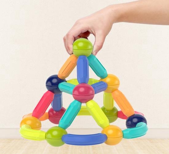 JUST23 Magnetic Tiles KBB61 - Magnetisch Speelgoed - 61 Stuks - Magnetische Staafjes - Educatief & Constructie Speelgoed - Montessori speelgoed van JUST23