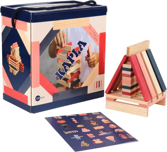 KAPLA - KAPLA Barrel - Constructiespeelgoed - 3 kleuren roze, rood, donkerblauw - 120 Plankjes van KAPLA