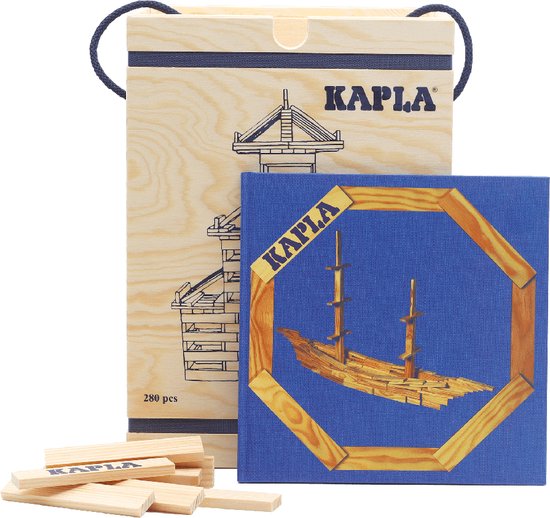KAPLA - KAPLA Blank - Constructiespeelgoed - Blauw Voorbeeldboek - 280 Plankjes van KAPLA