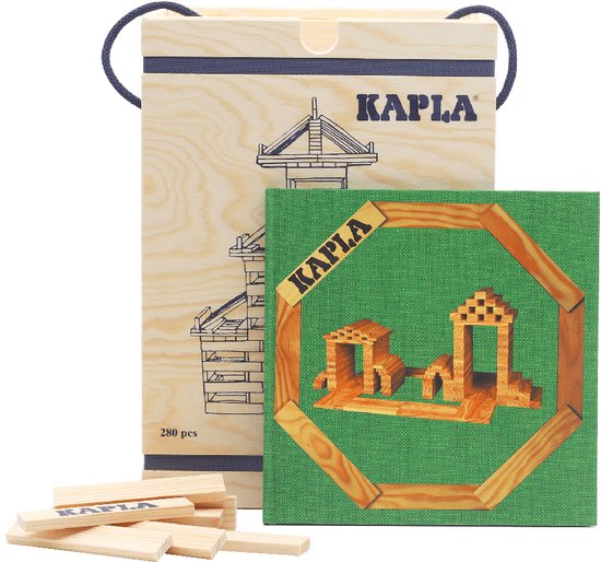 KAPLA - KAPLA Blank - Constructiespeelgoed - Groen Voorbeeldboek - 280 Plankjes van KAPLA