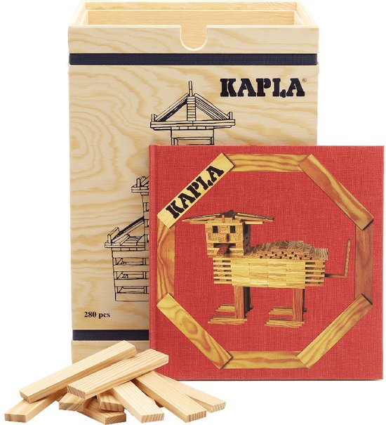 KAPLA - KAPLA Blank - Constructiespeelgoed - Rood Voorbeeldboek - 280 Plankjes van KAPLA