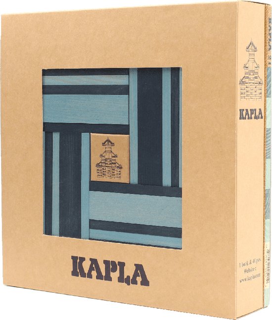 KAPLA - KAPLA Kleur Constructiespeelgoed - Blauw - 40 Plankjes + Voorbeeldboek van KAPLA