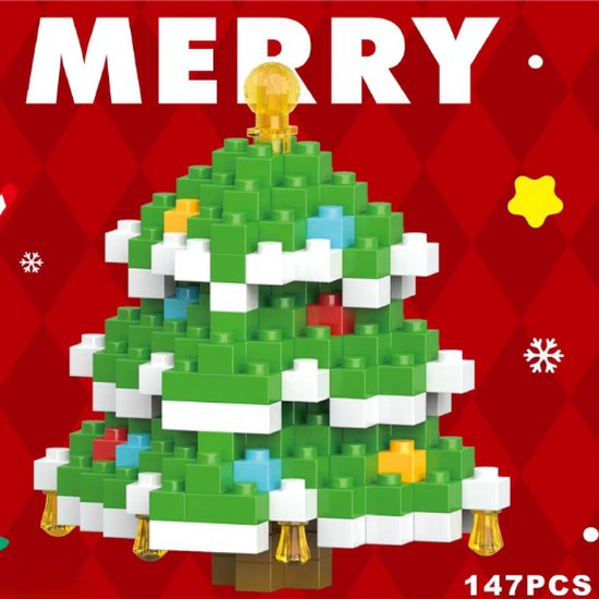 Kerst Mini Figuur Bouwblokjes | Maak Je Eigen Kerstfiguur - Kerstboom - 147 stukjes | Kerst Bouwblokken - Mini Bouwpakket - 4,5x5,8x5,9 cm van Brickify