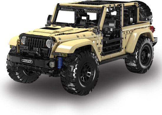 Kibus Technisch Speelgoed - Beige Jeep Auto SUV - Gemotoriseerd - Bestuurbaar - Constructie/Bouw pakket - 3621 Bouwstenen van Kibus
