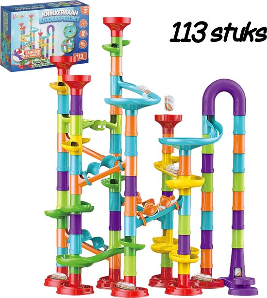 Kiddel XL knikkerbaan 113 stuks - Inclusief accessoires educatief interactief kinderspeelgoed met knikkers - Speelgoed jongens & meisjes 3 jaar 4 jaar STEM cadeau van Kiddel