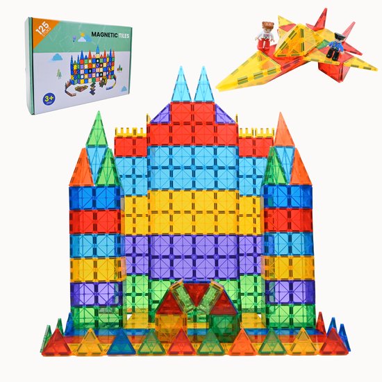 Kids4u - Magnetic Tiles - Magnetisch Speelgoed - 125 stuks - Montessori speelgoed van Kids4u
