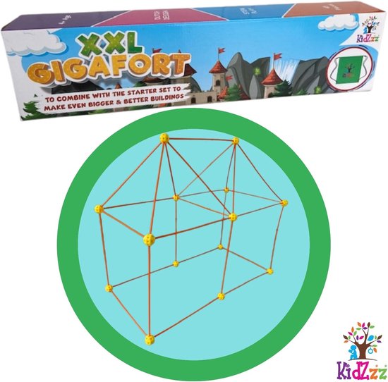 KidZzz® XXL Gigafort  hut bouwen speelgoed - uitbreidingsset - constructiespeelgoed - extra lange stokken - bouwset - speeltent -45 stuks van KidZzz