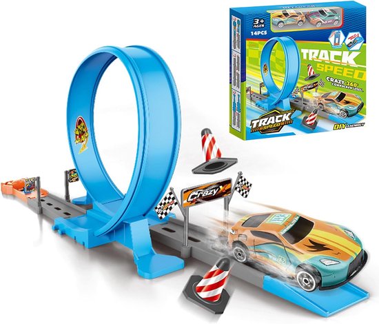 Kinder racebaan - Klimbaan speelgoed - Actief spel - Wandklimfunctie 360 rotatie - 25x25x5 cm van Merkloos