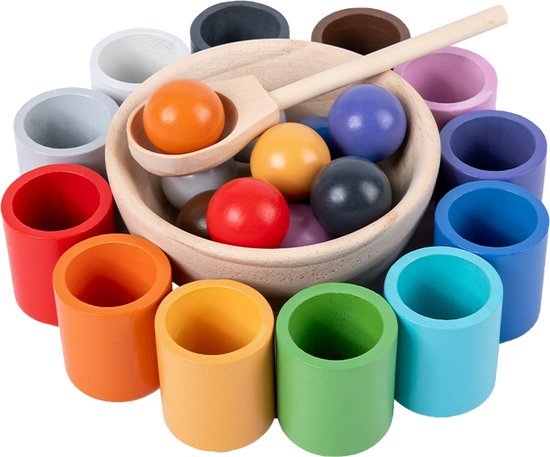 KLUZOO Balls and Cups Houten Speelgoed - KLEUREN en VORMEN - Motoriek Montessori Speelgoed - Educatief speelgoed voor Jongens en Meisjes van KLUZOO