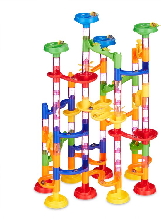 knikkerbaan - 75 elementen - met 45 knikkers - set van Merkloos