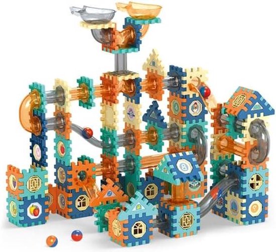 Knikkerbaan Bouwblokken - Bouwspel Knikkerbaan Set - Creatief Spelen - Gladde Randen - 234 Delen - Multicolor van Merkloos