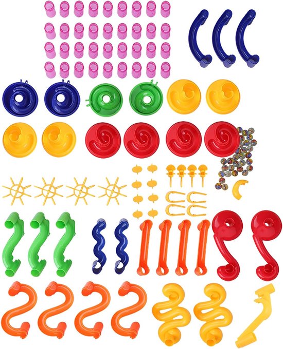 Knikkerbaan Bouwset - Educatief Speelgoed - Creatief Spelen - Grote Baan Mogelijkheden - 33 x 45 cm - Veelkleurig van Merkloos