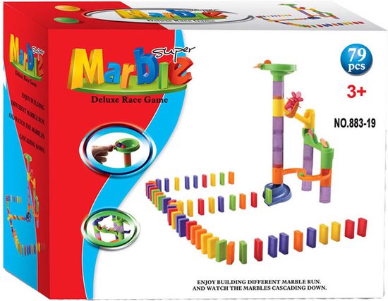 Knikkerbaan dominoset speelgoed - 79-delig knikkerbaan spel. van Merkloos