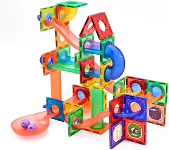 Knikkerbaan Magnetisch - Marble Run-Racebaan - Marble Run - Set met Magnetische Bouwblokken en Stenen - Educatief Speelgoed voor Jongens en Meisjes - 3-7 Jaar - Bouwspeelgoed - 100-Delig van Merkloos