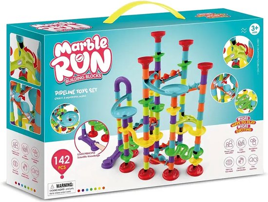 Knikkerbaan - Marmerenbaan - Kleurrijk - 142 Onderdelen - Bouwstenen - Speelgoed - Voor Kinderen - Kerst & Verjaardagscadeau van DIDA.