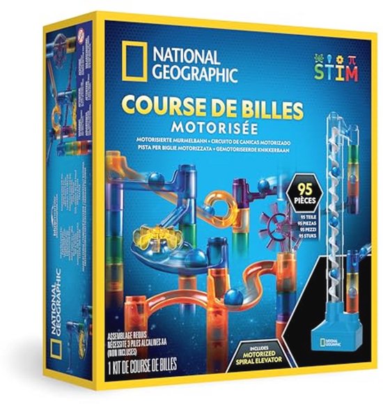 Knikkerbaan met Gemotoriseerde Lift – 95-delige Knikkerbaan Set met Spiraallift, 20 Knikkers, Opbergtas en Leerhandleiding – Educatief Natuurkunde Speelgoed van Merkloos