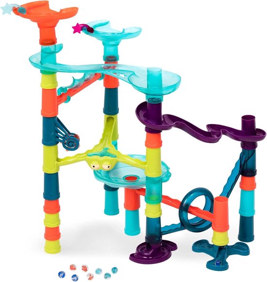 Knikkerbaan Poedelcirkels - Knikkerbaan set - Bouwen en spelen - 30 kleurrijke baandelen - 14 x 36.83 x 45.72 cm van Merkloos