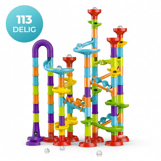 Knikkerbaan Set 113 Elementen – Ball Track Slide met 30 Ballen – Creatief Constructie Speelgoed voor Kinderen van Merkloos