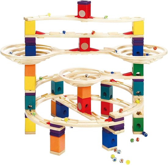 Knikkerbaan Set - Bouwspel - Creatief Spelen - Houten Constructie - 73x34x13.8cm van Merkloos