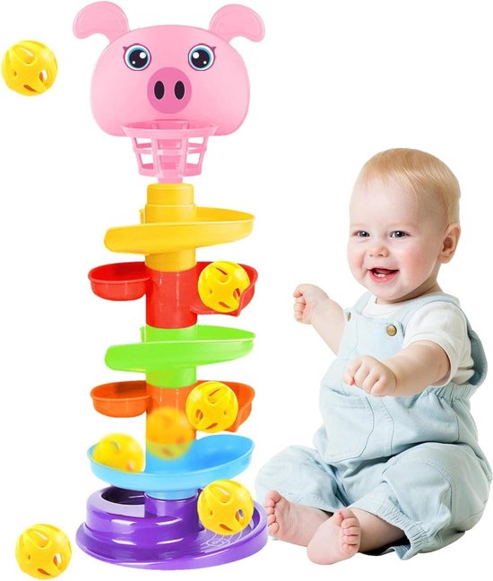 Knikkerbaan Toren - Glijbaan Bal - Leren en Spelen - Soepel Roterende Balbaan - 23.1 x 15.4 x 17.1 cm van Merkloos