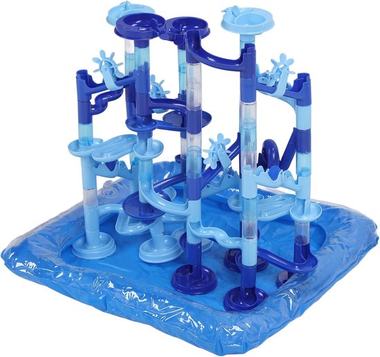 Knikkerbanen Bouwset - Waterspel Doolhof - Interactief Leren - Met Luchtkussen Inflator - 31 x 23 x 9 cm - Blauw van Merkloos