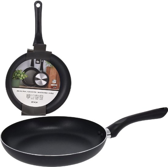 Koekenpan Aluminium 24x4cm Zwart van Merkloos